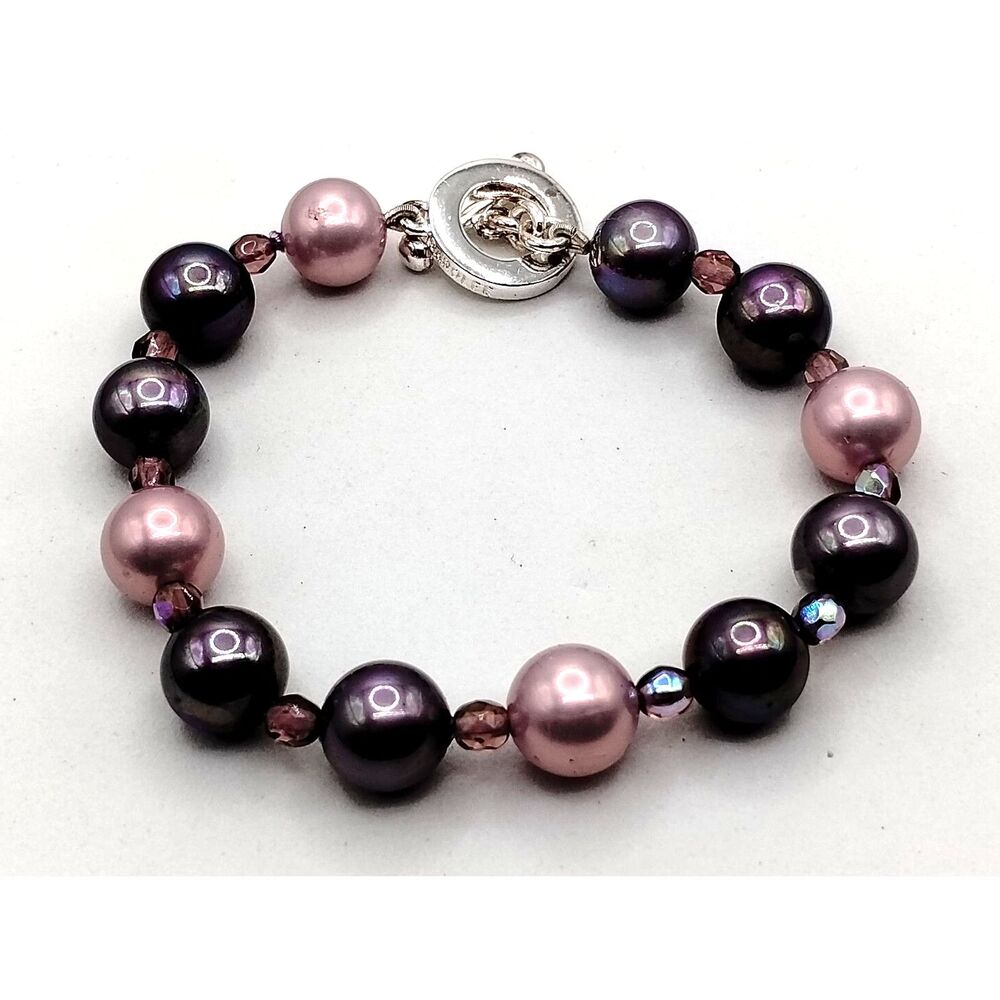 Carolee Designer Heavy Pink and Purple Faux Pearls Vintage Bracelet
